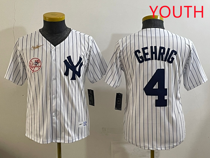 Youth New York Yankees #4 Gehrig White 2025 Nike MLB jersey style 4